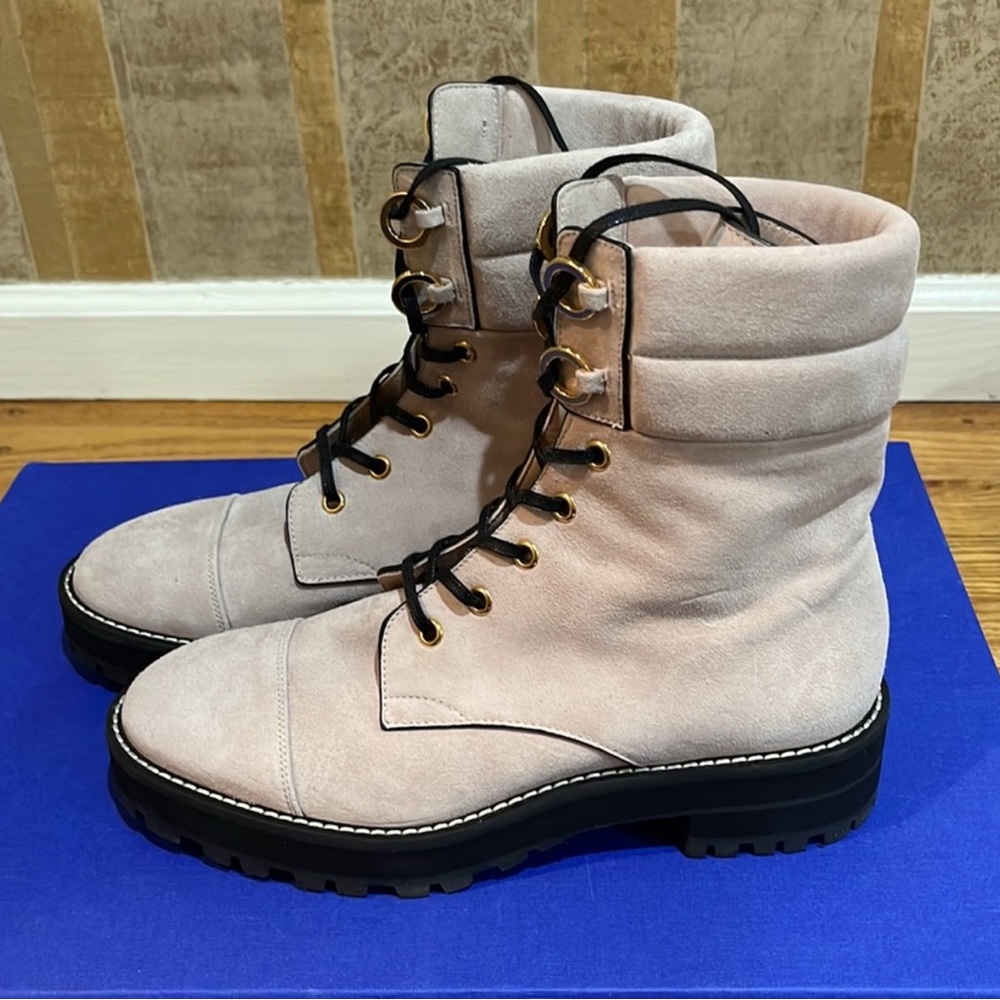 Stuart Weitzman Cream Combat Boots